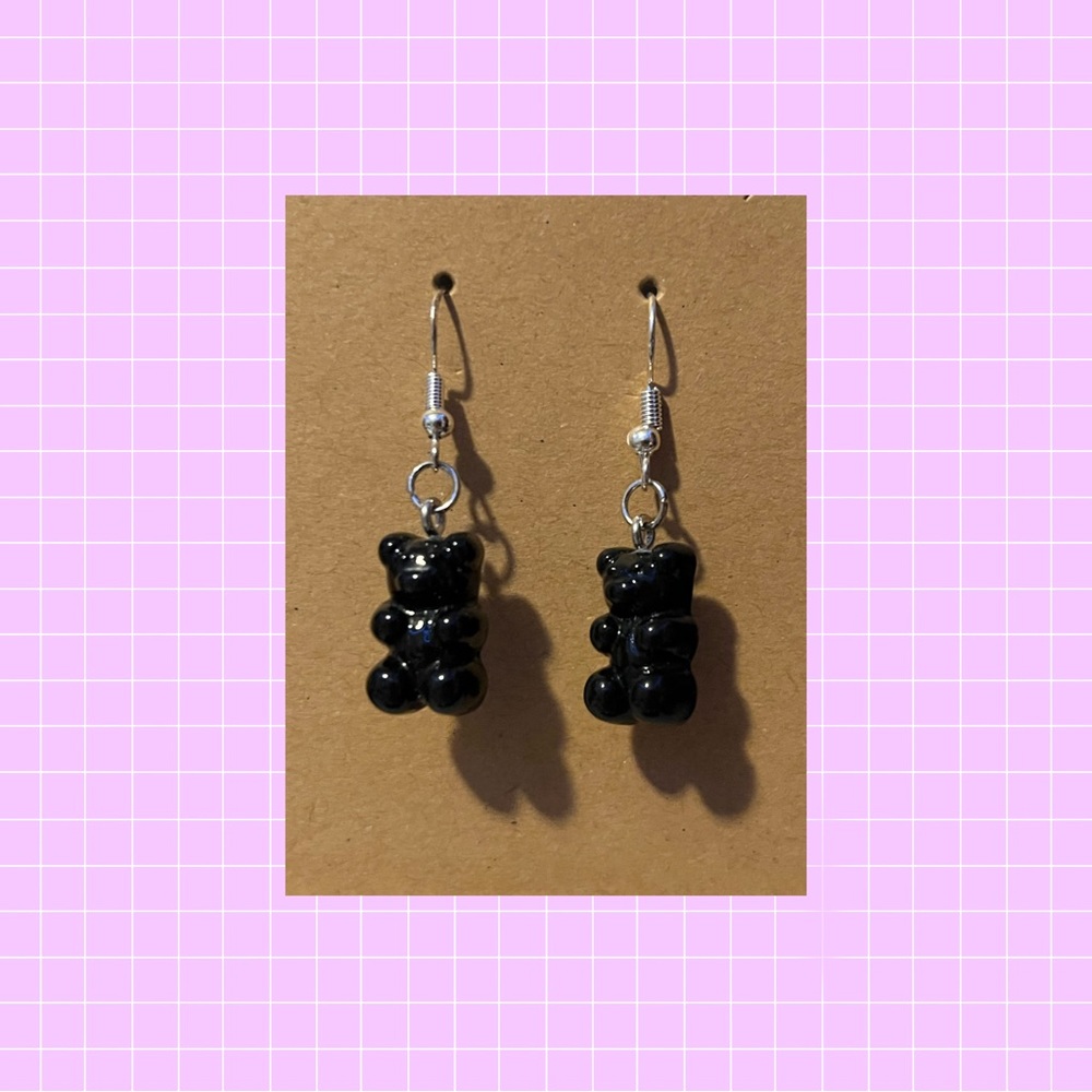 Black gummy bear earrings
